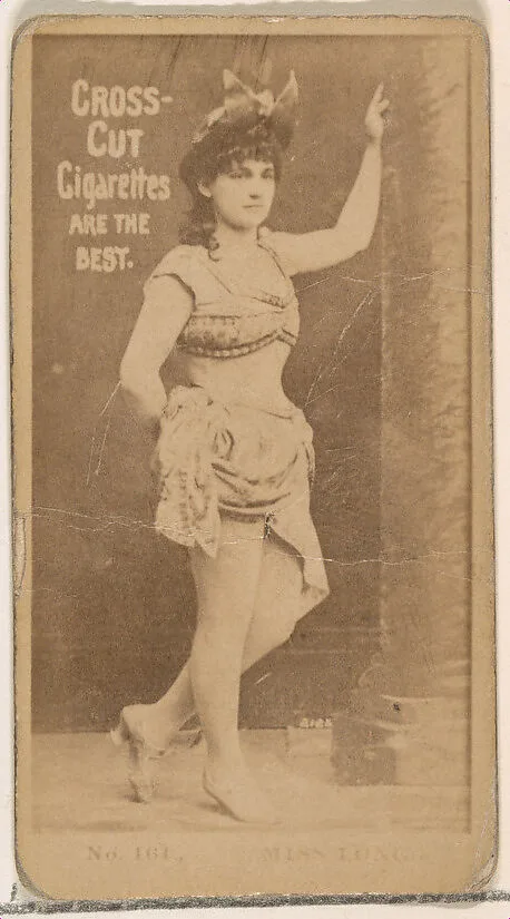 Card Number 164, Miss Long, from the Actors and Actresses series (N145-2) issued by Duke Sons & Co. to promote Cross Cut Cigarettes — W. Duke, Sons & Co.