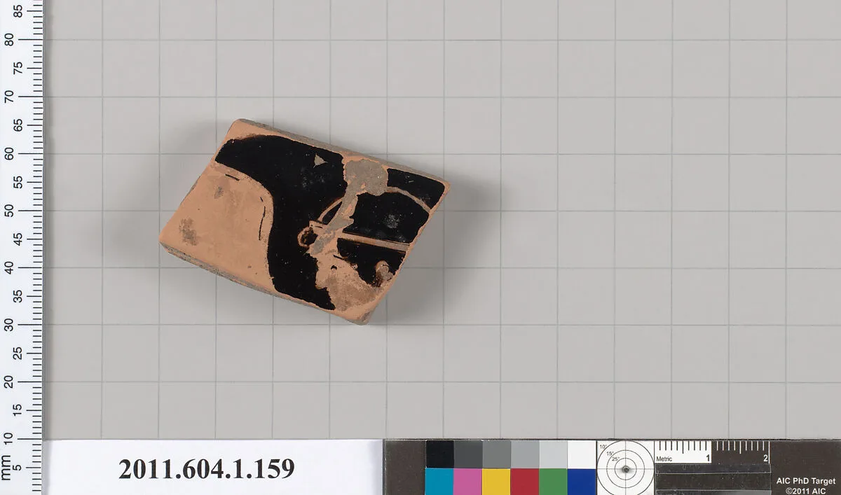 Terracotta fragment of a kylix (drinking cup) — Penthesilea Painter