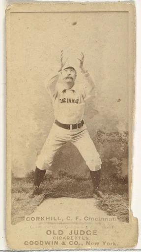 John Stewart "Pop" Corkhill, Center Field, Cincinnati, from the Old Judge series (N172) for Old Judge Cigarettes