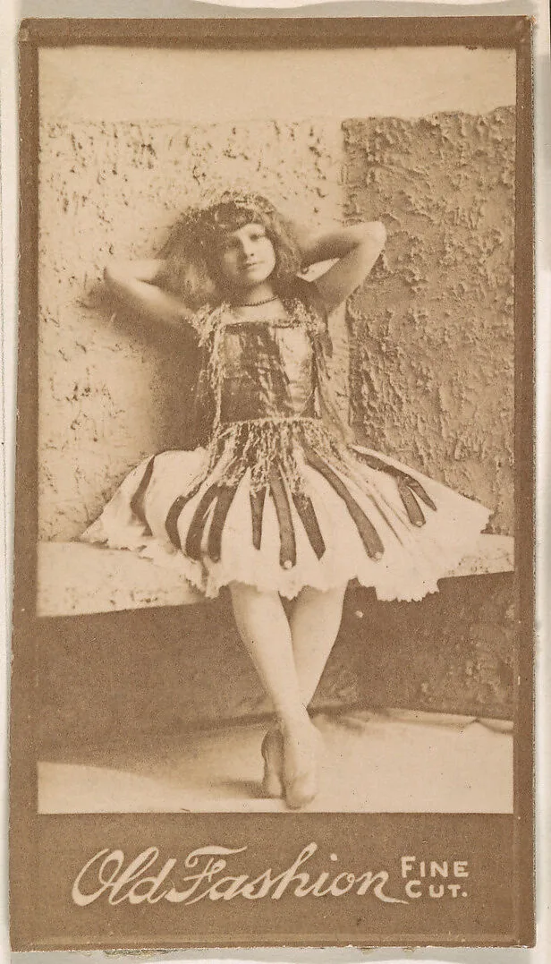 Actress leaning against wall with hands behind head, from the Actresses series (N664) promoting Old Fashion Fine Cut Tobacco — Unknown