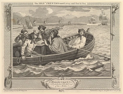 The Idle 'Prentice Turned Away and Sent to Sea: Industry and Idleness, plate 5