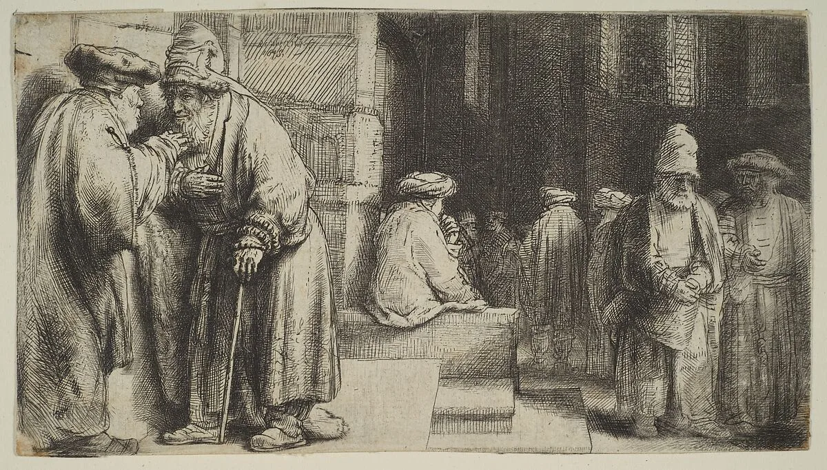 Jews in a Synagogue — Rembrandt (Rembrandt van Rijn)