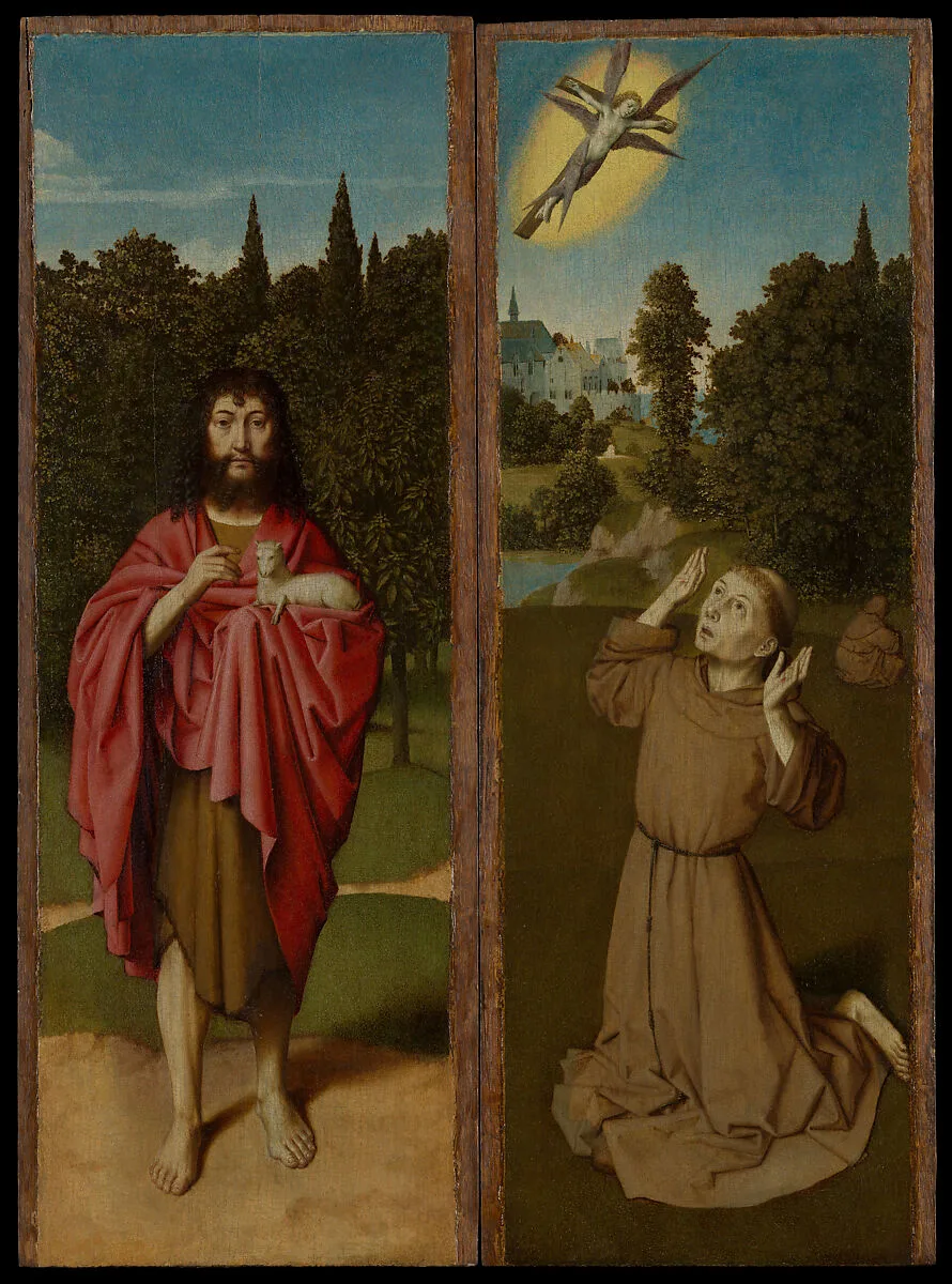 Saint John the Baptist; Saint Francis Receiving the Stigmata — Gerard David