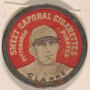 Clarke, Pittsburgh Pirates (red), from the Domino Discs series (PX7), issued by Kinney Brothers — Kinney Brothers Tobacco Company