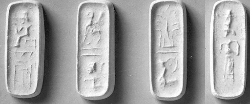 Stamp seal (cubical) with animals, monsters, and anthropomorphic figures