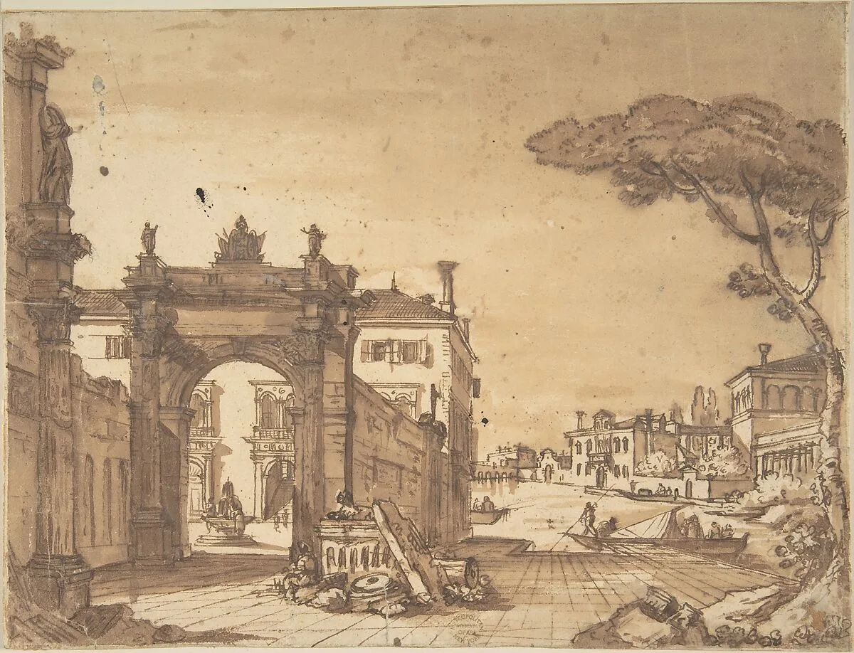 Venetian scene — Giovanni Larciani ("Master of the Kress Landscapes")