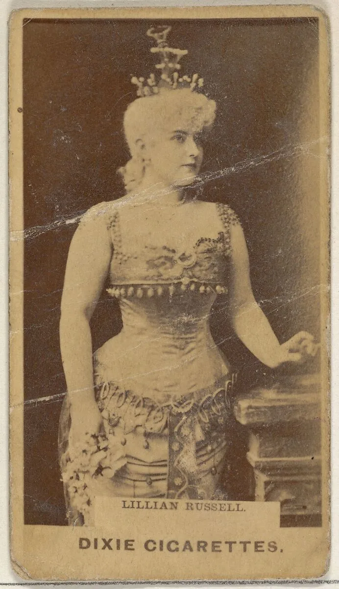 Lillian Russell, from the Actors and Actresses series (N45, Type 7) for Dixie Cigarettes — Allen & Ginter