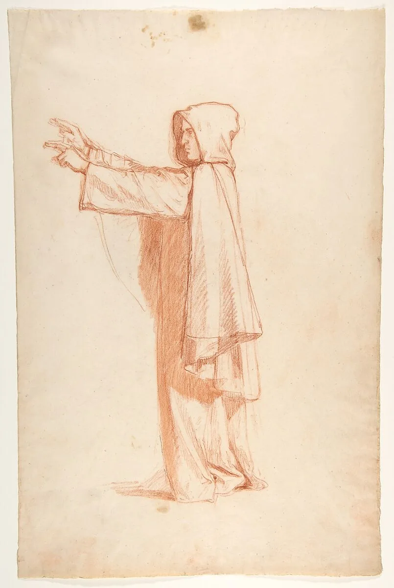 Monk (lower register; study for wall paintings in the Chapel of Saint Remi, Sainte-Clotilde, Paris, 1858) — Isidore Pils