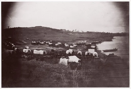 [Wagons Below Confederate Entrenchments, Belle Plain, Virginia]