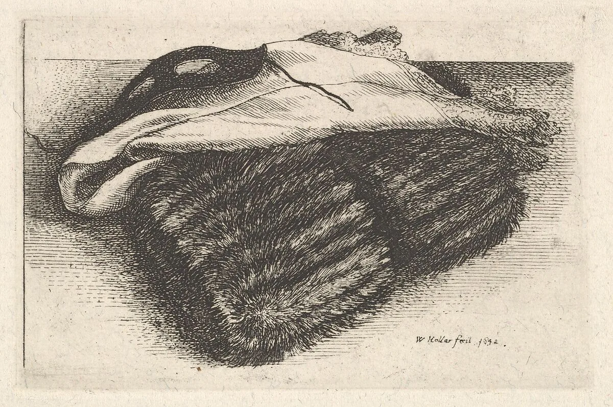 Muff, white kerchief and mask — Wenceslaus Hollar