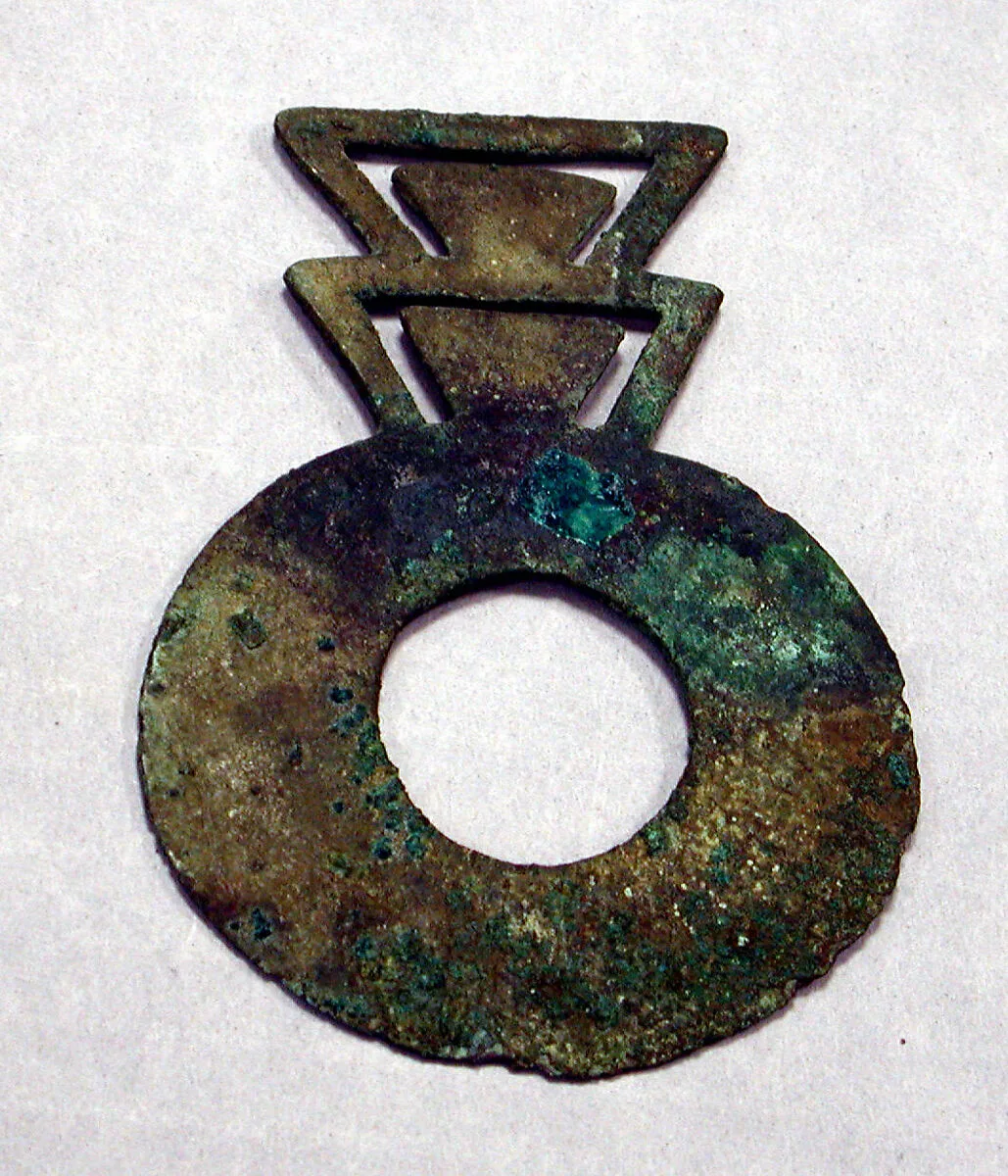 Copper Disk Ornament with Triangles — Unknown