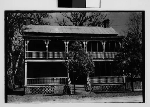 [Five 35mm Film Frames: House with Decorative Trim in Full-Façade Balcony, Gravestone, Georgia]