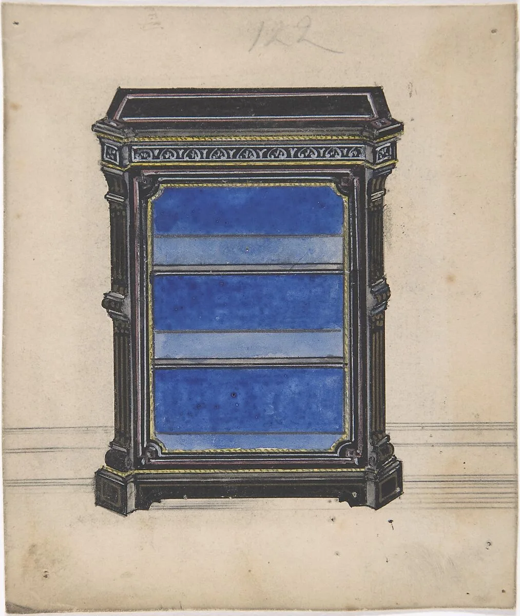 Design for a Black Cabinet with a Blue Interior — Anonymous, British, 19th century