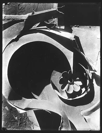 [Tin Relic with Rosette Motif, Photographed on Roof of 92 Fifth Avenue, New York City]