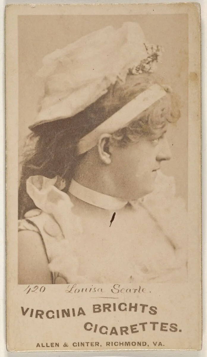 Card 420, Louisa Searle, from the Actors and Actresses series (N45, Type 1) for Virginia Brights Cigarettes — Allen & Ginter