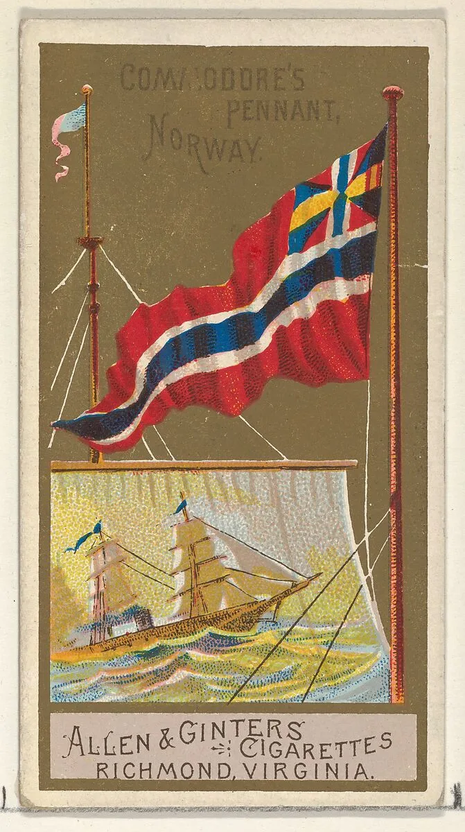 Commodore's Pennant, Norway, from the Naval Flags series (N17) for Allen & Ginter Cigarettes Brands — Allen & Ginter