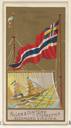 Commodore's Pennant, Norway, from the Naval Flags series (N17) for Allen & Ginter Cigarettes Brands