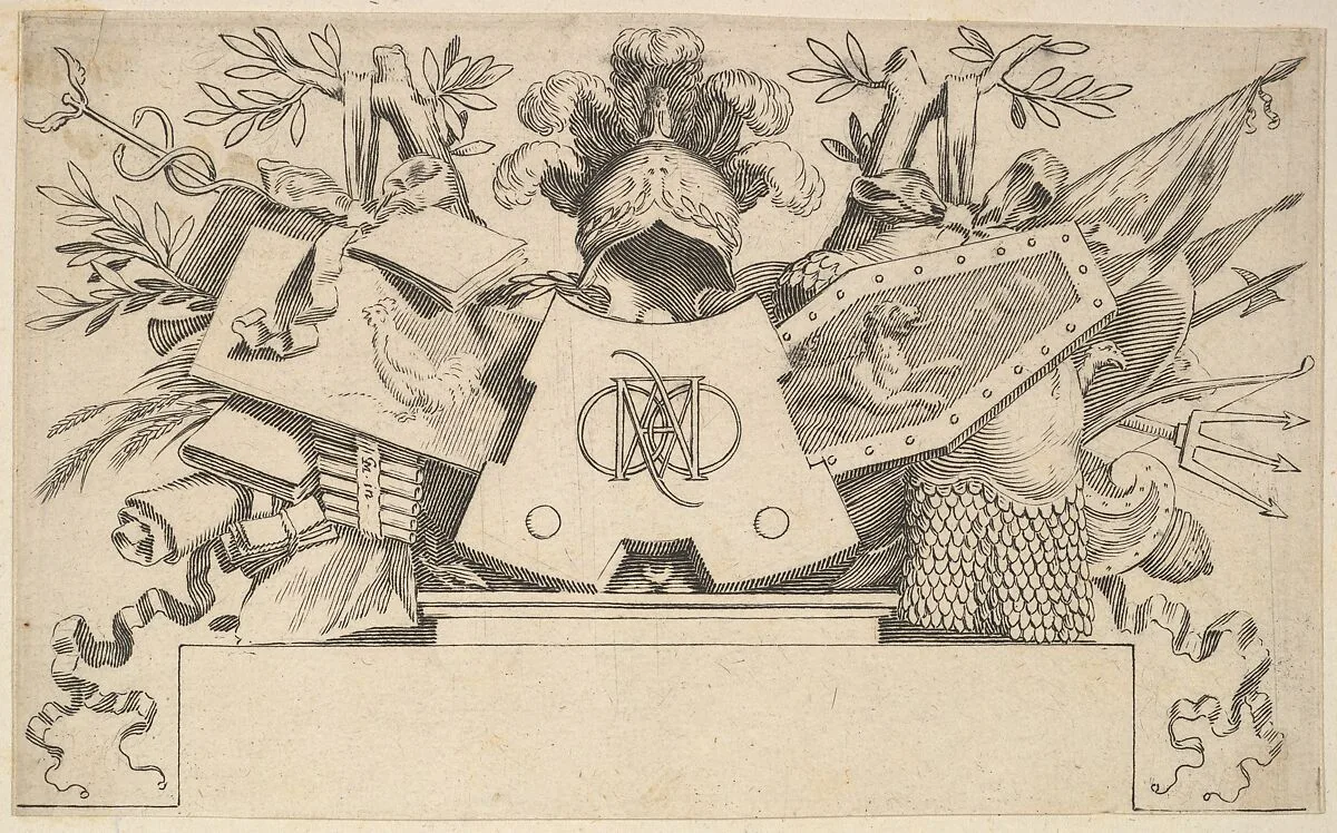 Trophy with Monogram Containing the Letters of LEONARDOS — Claude Mellan