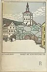 Old Karlsbad: Market Square with Castle Tower 1790 (Alt-Karlsbad Markt mit Schlossturm) — Alois Leupold-Löwenthal|Karl Schwetz|Wiener Werkstätte