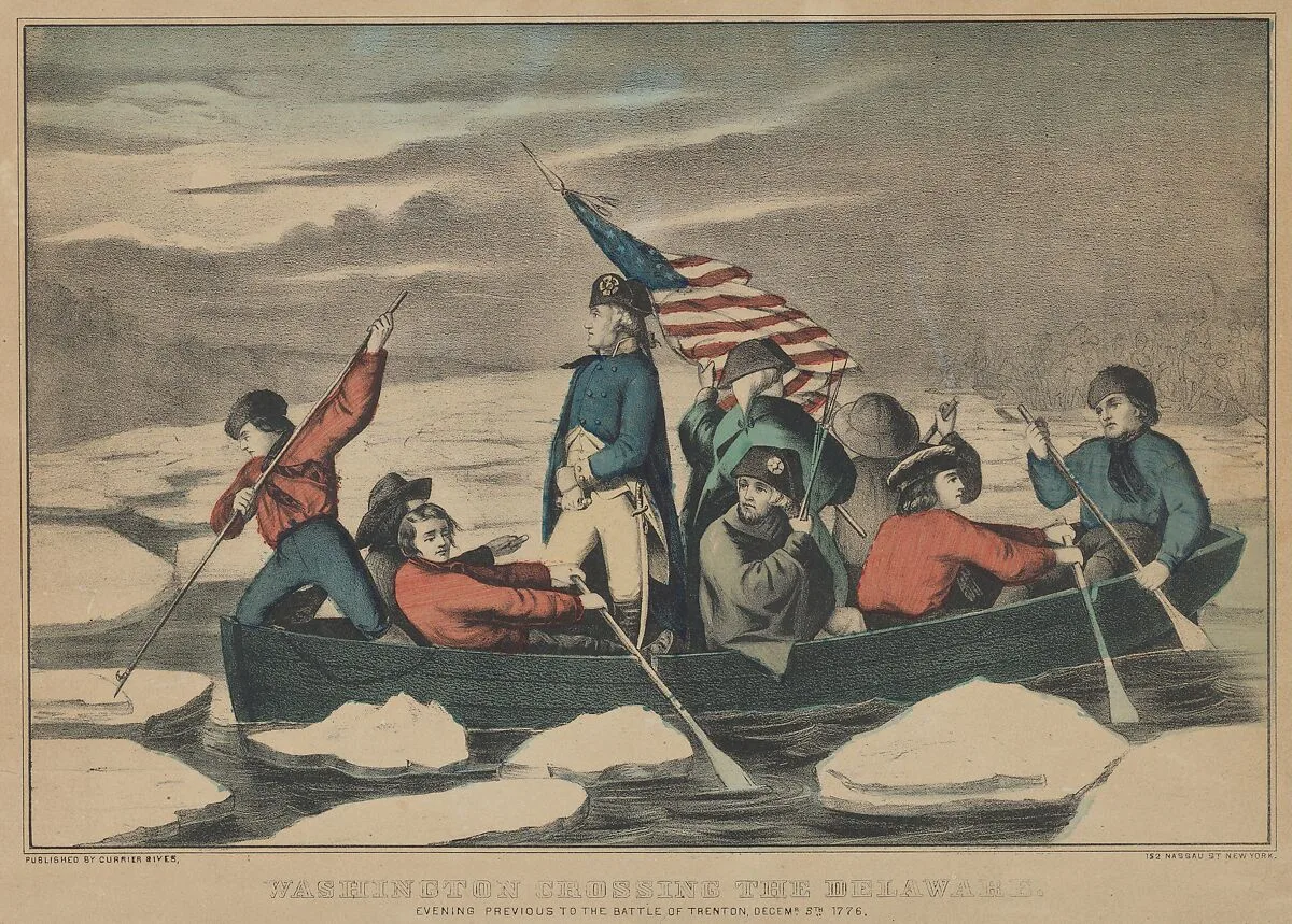 Washington Crossing the Delaware – Evening Previous to the Battle of Trenton, December 5th, 1776 — Currier & Ives|George Washington