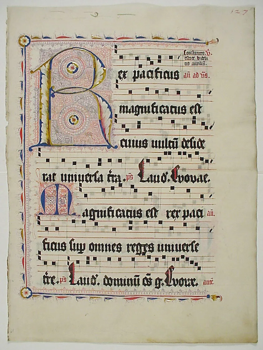 Manuscript Leaf with Initial R, from an Antiphonary — Unknown