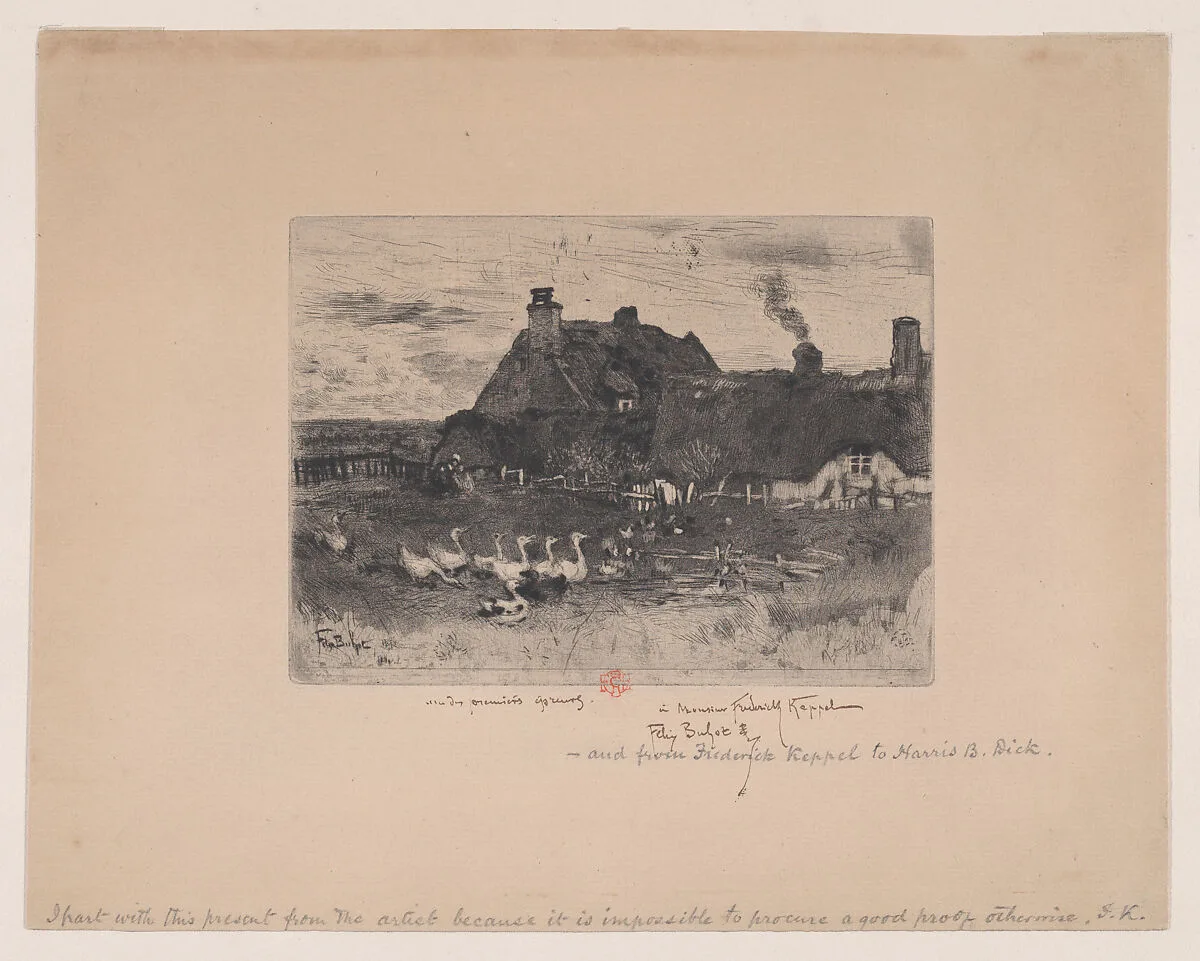Small Thatched Cottages (Les Petites Chaumières) — Félix-Hilaire Buhot