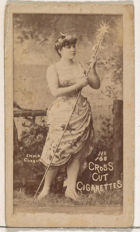 Card Number 165, Emma Corson, from the Actors and Actresses series (N145-1) issued by Duke Sons & Co. to promote Cross Cut Cigarettes — W. Duke, Sons & Co.