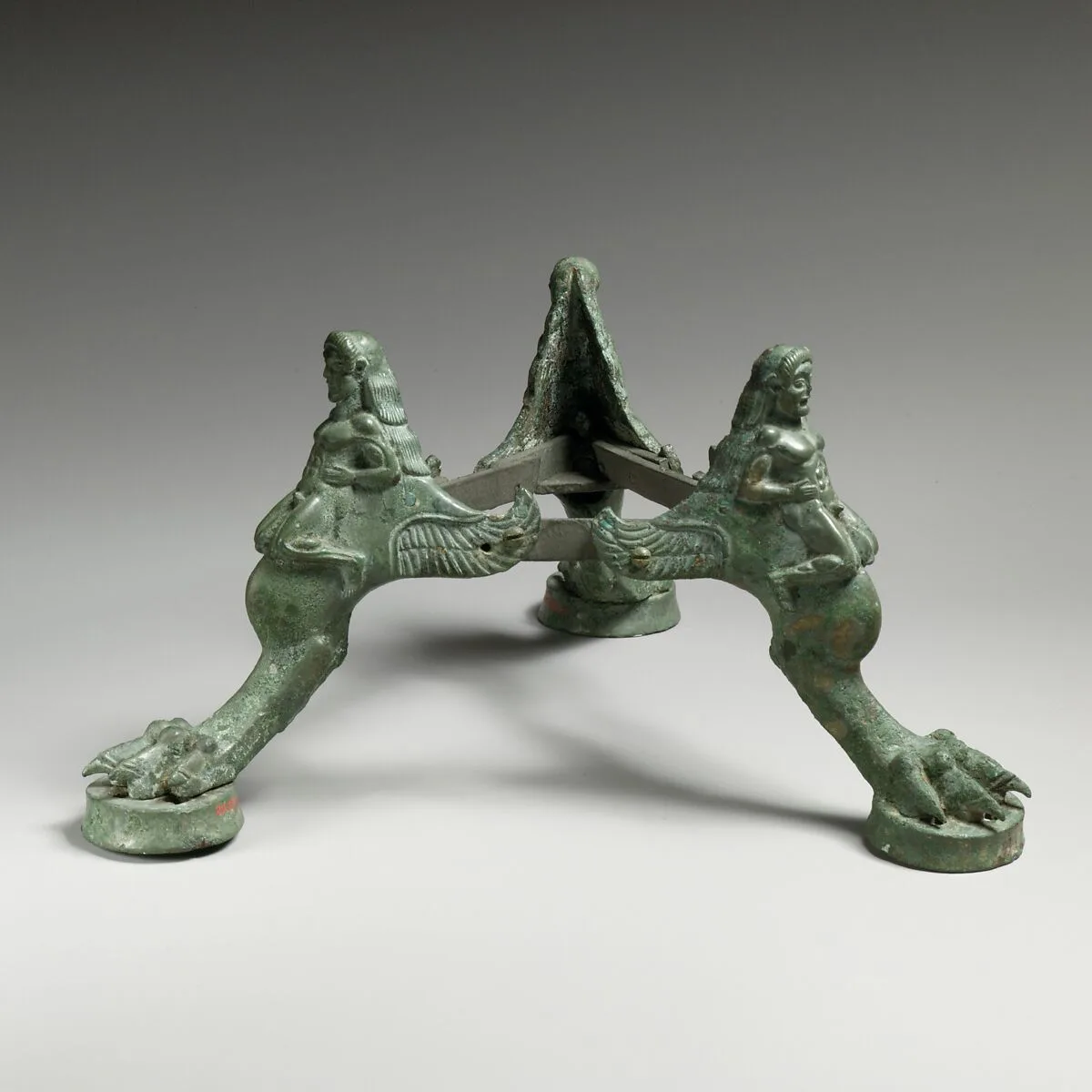 Bronze tripod base for a thymiaterion (incense burner) — Unknown