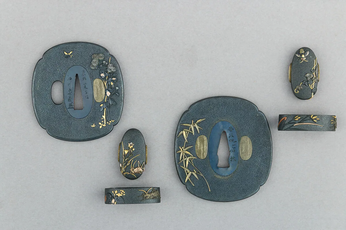 Set of Sword-Hilt Washers and Pommels (Fuchigashira) and Sword Guards (Tsuba) for a Pair of Swords (Daishō) — Unknown