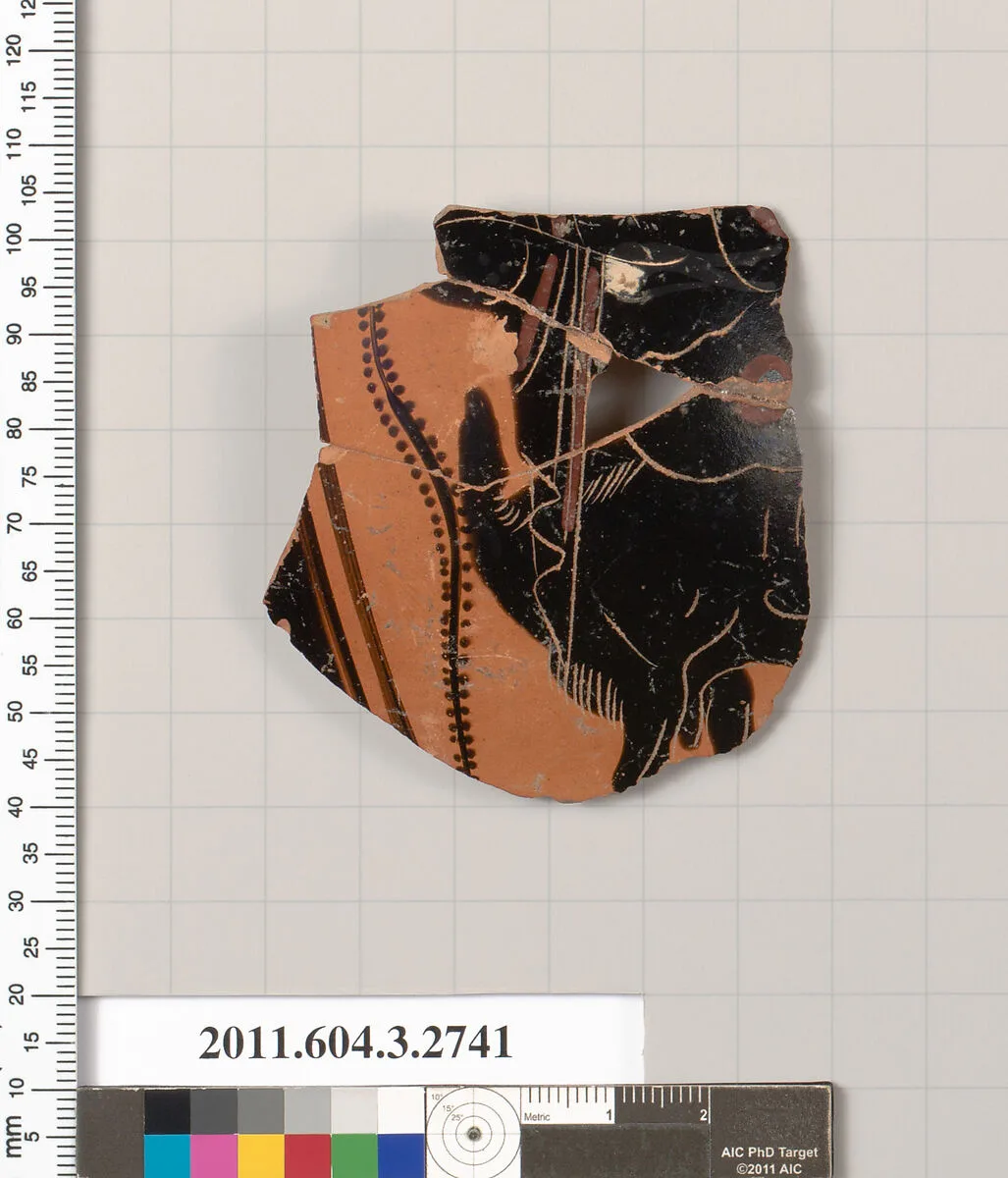 Terracotta fragment of an oinochoe (jug) or olpe (jug) — Unknown