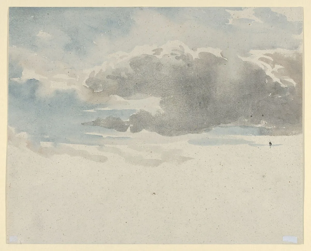 Study of Clouds (recto); Study of an Elder Bush by a Fence (verso) — David Cox