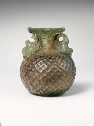 Glass aryballos (oil bottle)