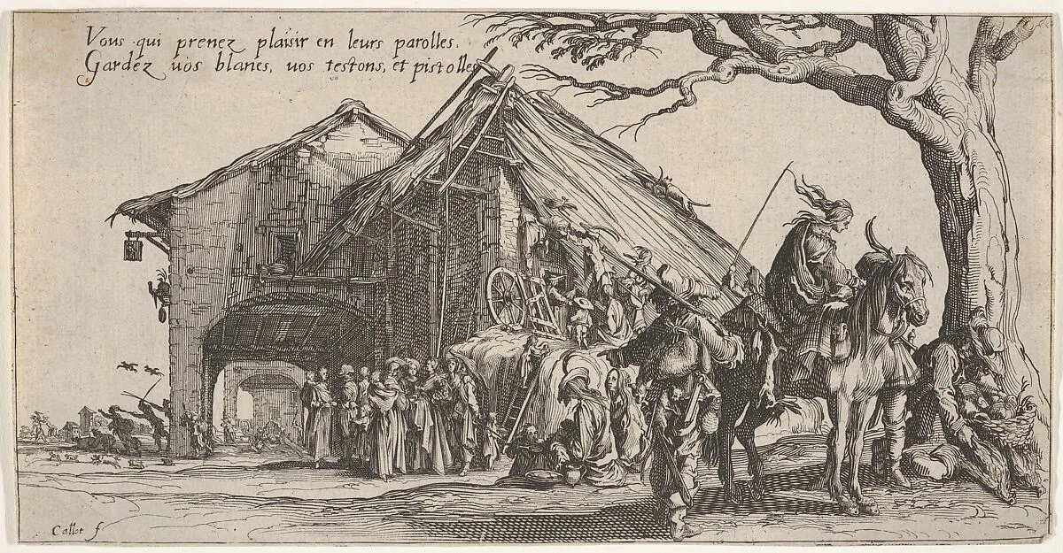 The stopping place of the gypsies: the fortune-tellers (La Halte des bohémiens: les diseuses de bonne aventure), from the series 'The Gypsies' (Les Bohémiens) — Jacques Callot