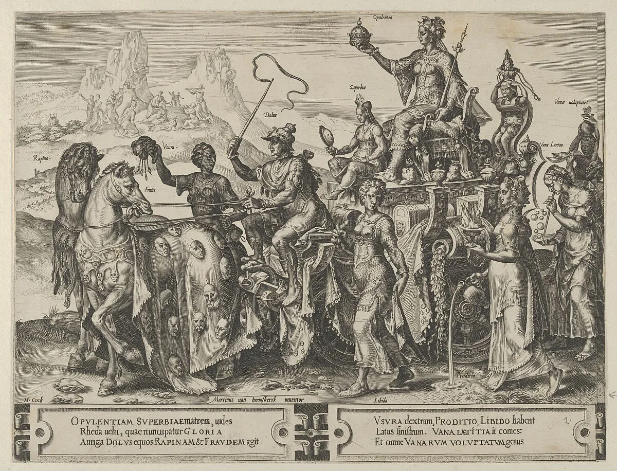 The Triumph of the Riches, from The Cycle of the Vicissitudes of Human Affairs, plate 2 — Cornelis Cort|Maarten van Heemskerck|Hieronymus Cock