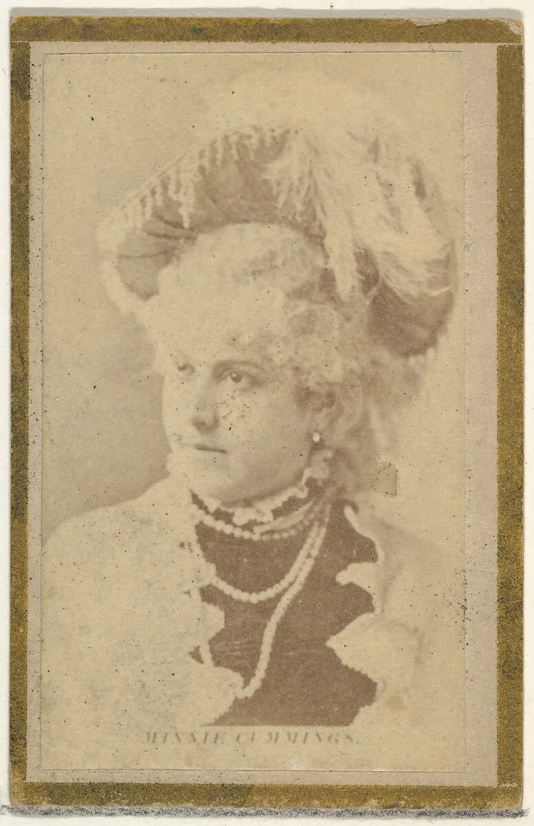 Minnie Cummings, from the Actresses and Celebrities series (N60, Type 2) promoting Little Beauties Cigarettes for Allen & Ginter brand tobacco products — Allen & Ginter
