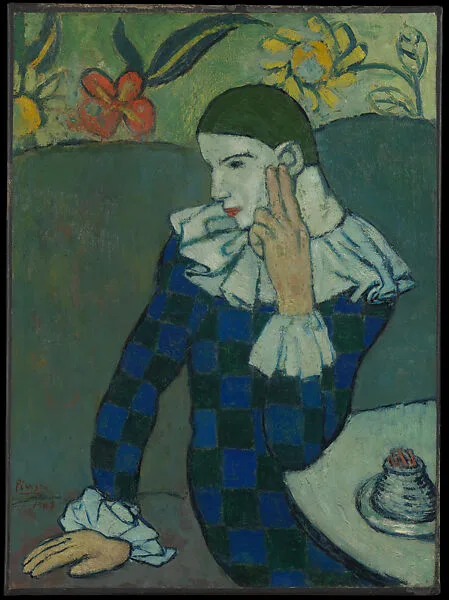 Seated Harlequin — Pablo Picasso