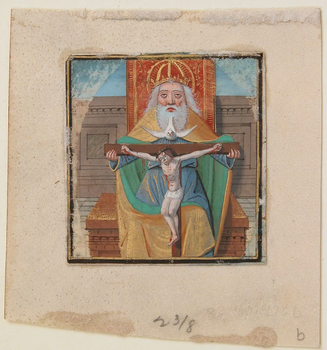 Manuscript Illumination with the Trinity, from a Book of Hours — Unknown
