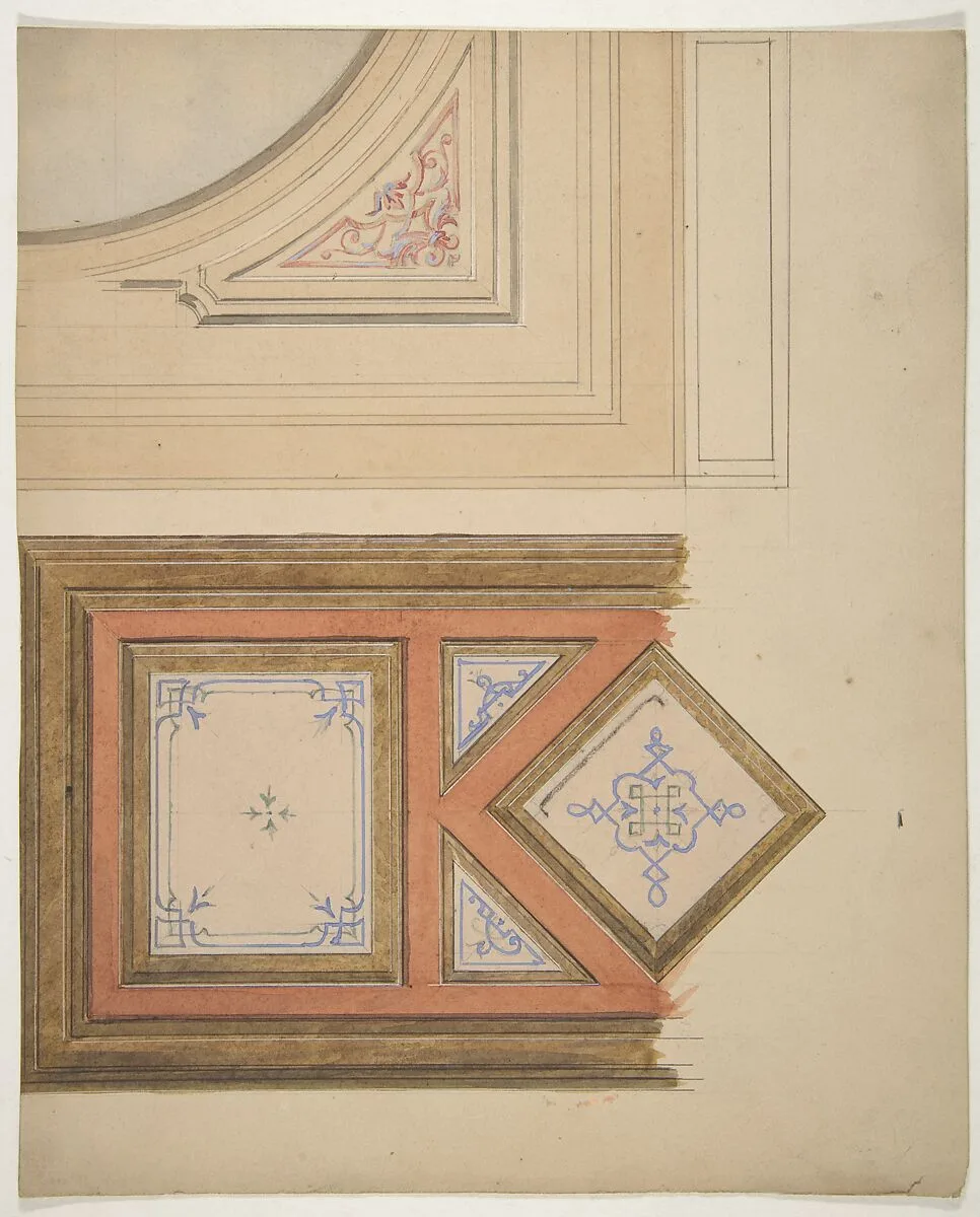 Designs for a ceiling and painted panel — Jules-Edmond-Charles Lachaise|Eugène-Pierre Gourdet
