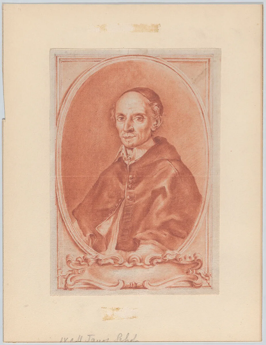 Portrait of a Cardinal in Bust-Length in a Cartouche (design for a title page or frontispiece of a book) — Anonymous, Italian, Bolognese 18th century artist
