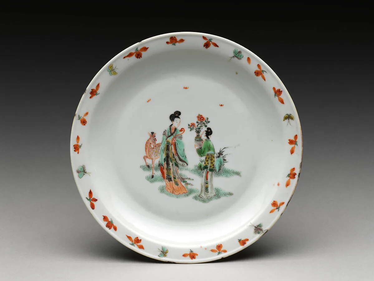 清康熙 景德鎮窯五彩仙女圖盤一對|Plate with fairies — Unknown