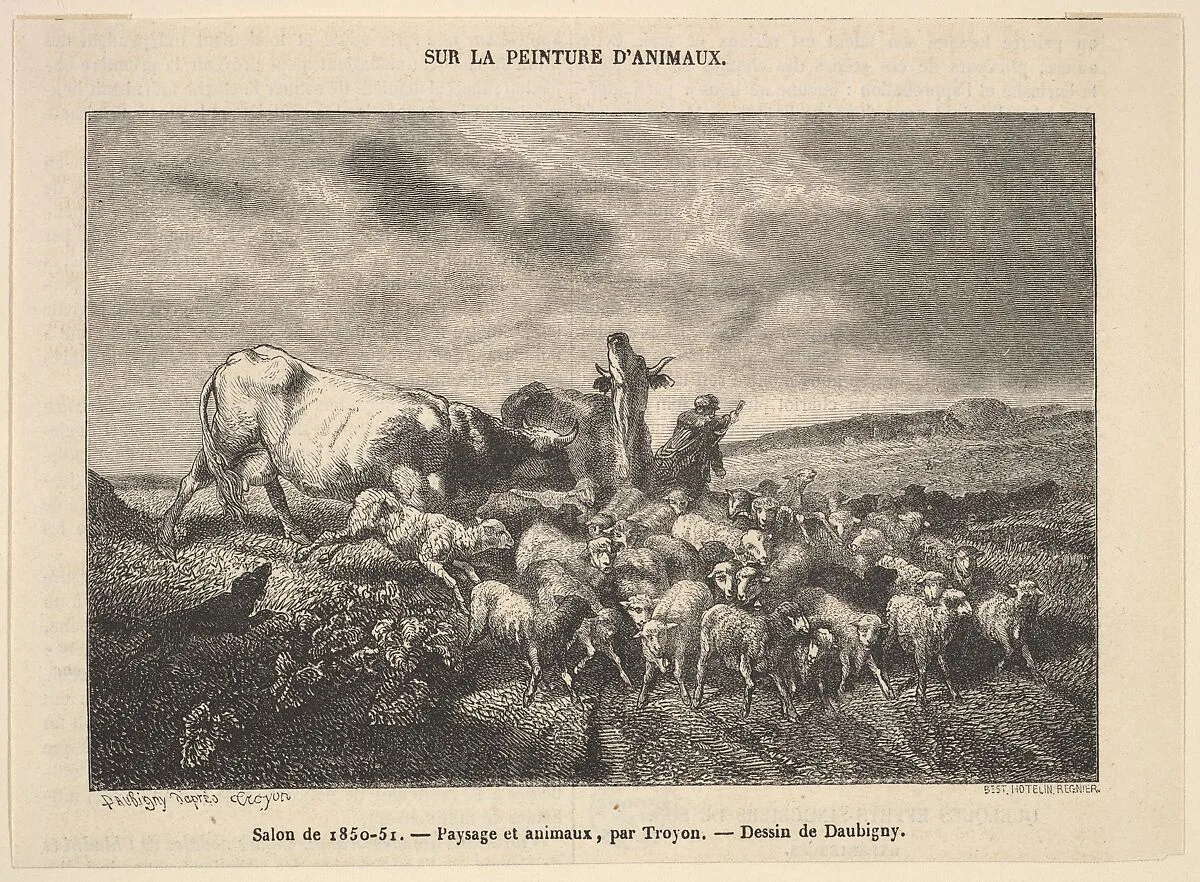 Salon de 1850-51; Paysage et Animaux, par Troyon — Charles-François Daubigny|Constant Troyon
