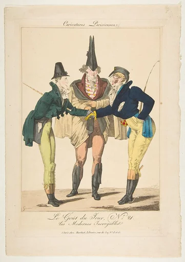 Le Goût du Jour, No. 21: Les Modernes Incroyables, from "Caricatures Parisiennes"