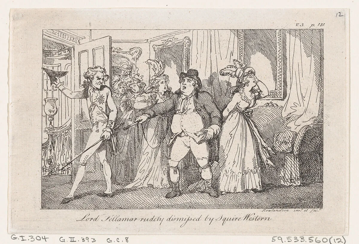 Lord Tellamar Rudely Dismissed by Squire Western, from "The History of Tom Jones, a Foundling" — Henry Fielding|Thomas Rowlandson