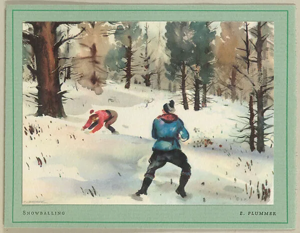 Christmas Card (Snowballing) — Elmer Plummer|American Artists Group