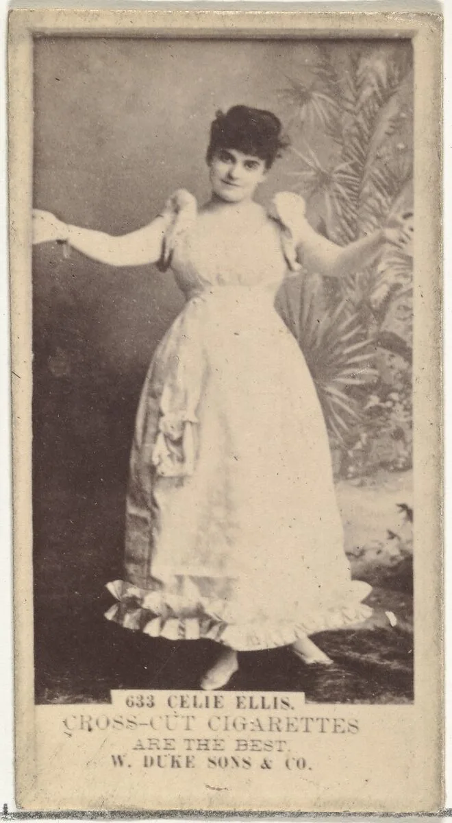 Card Number 633, Celia Ellis, from the Actors and Actresses series (N145-3) issued by Duke Sons & Co. to promote Cross Cut Cigarettes — W. Duke, Sons & Co.