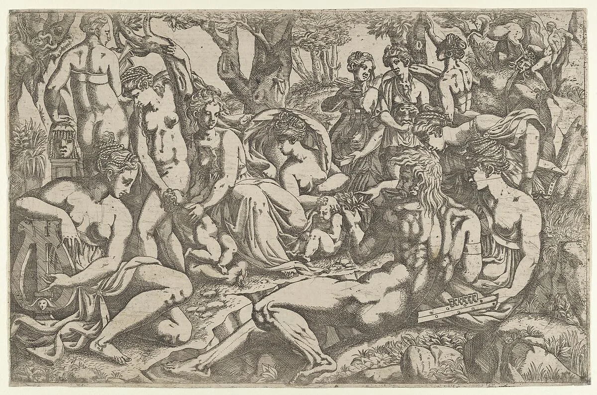 Muses at the Foot of Mount Parnassus — Antonio Fantuzzi|Francesco Primaticcio
