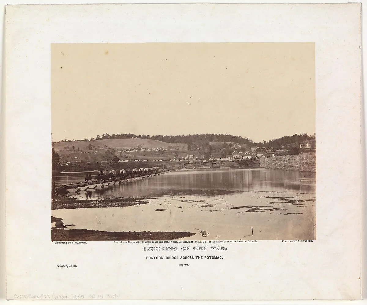 Pontoon Bridge Across the Potomac, Berlin, October 1862 — Alexander Gardner