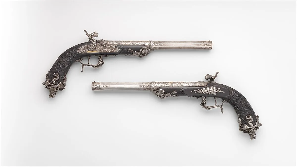 Pair of Percussion Target Pistols Made for Display at the Crystal Palace Exhibition in London, 1851 — Alfred Gauvain|Michel Liénard|Léopold Bernard
