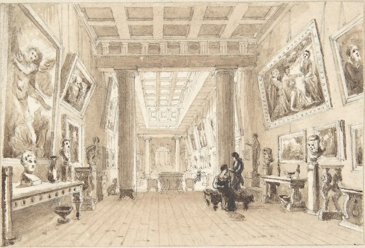 Interior of Thomas Hope's Picture Gallery, Duchess Street, London — William Henry Bartlett