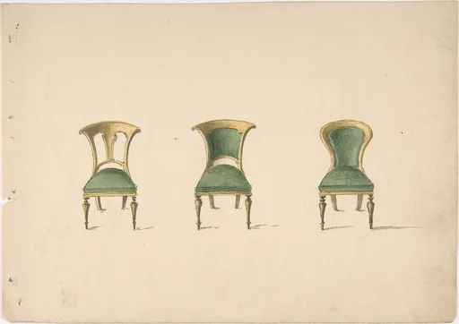Design for Three Chairs with Green Upholstery